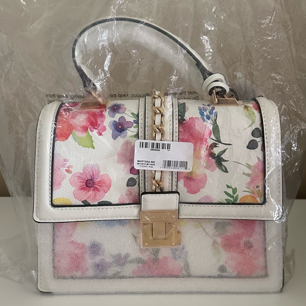 Aldo Floral Crossbody Bag - White and Pink - Picture 3 of 13